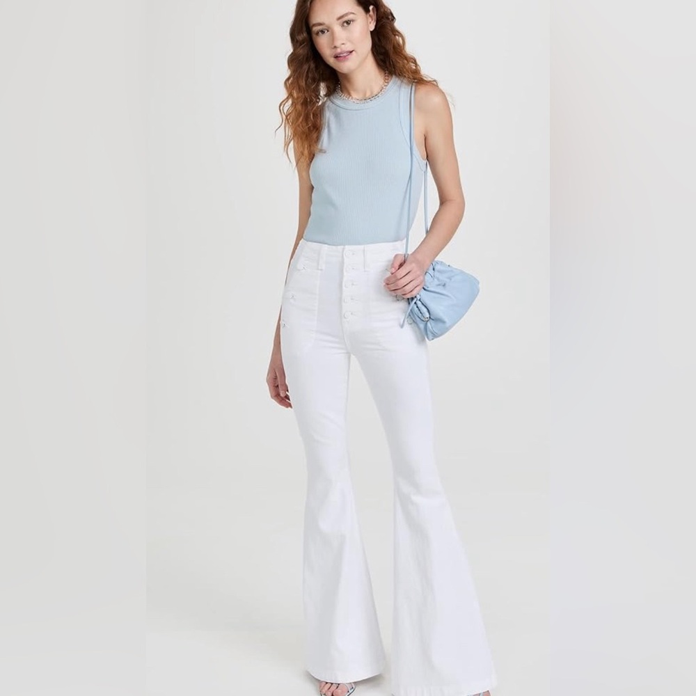 7 For All Mankind Portia Megaflare Clean White Jean NWT size 31